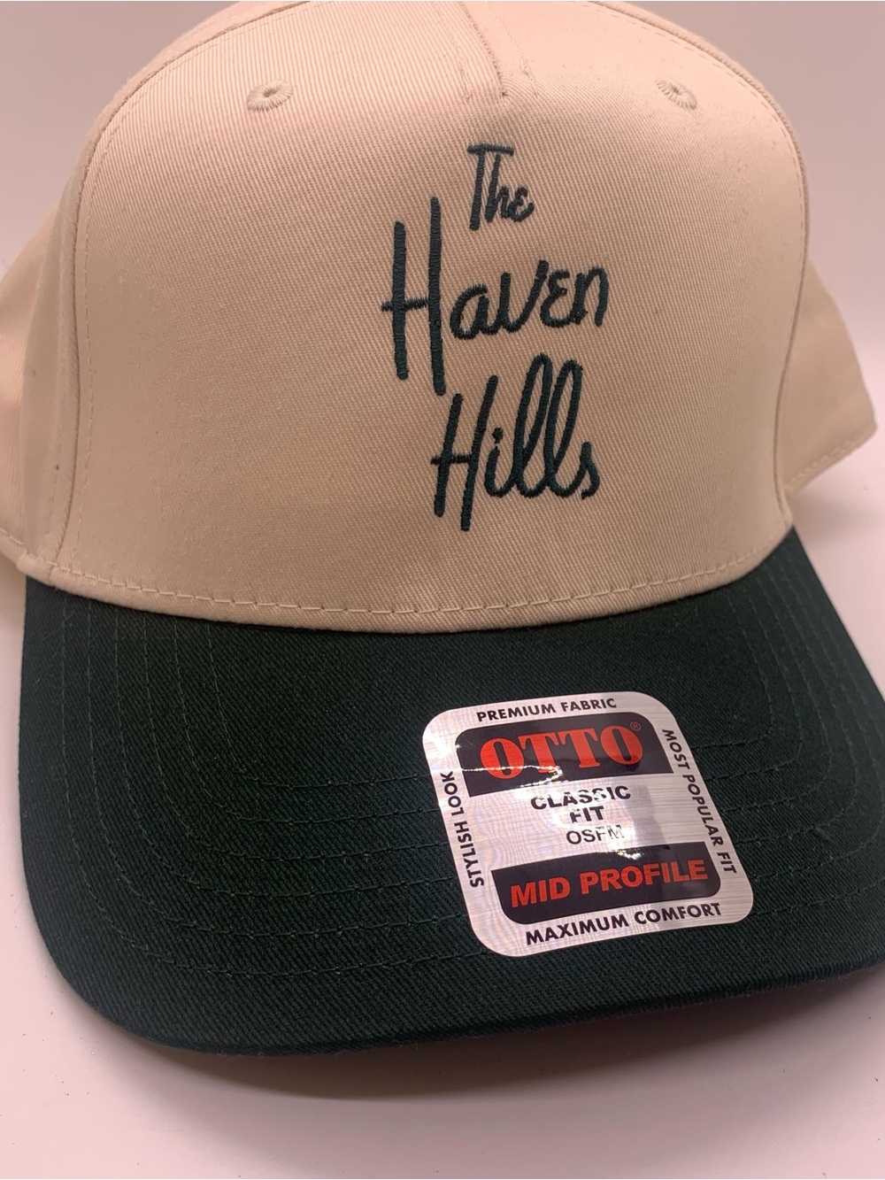 The Haven Hills Two-Tone Beige and Dark Green Trucker Cap SnapBack